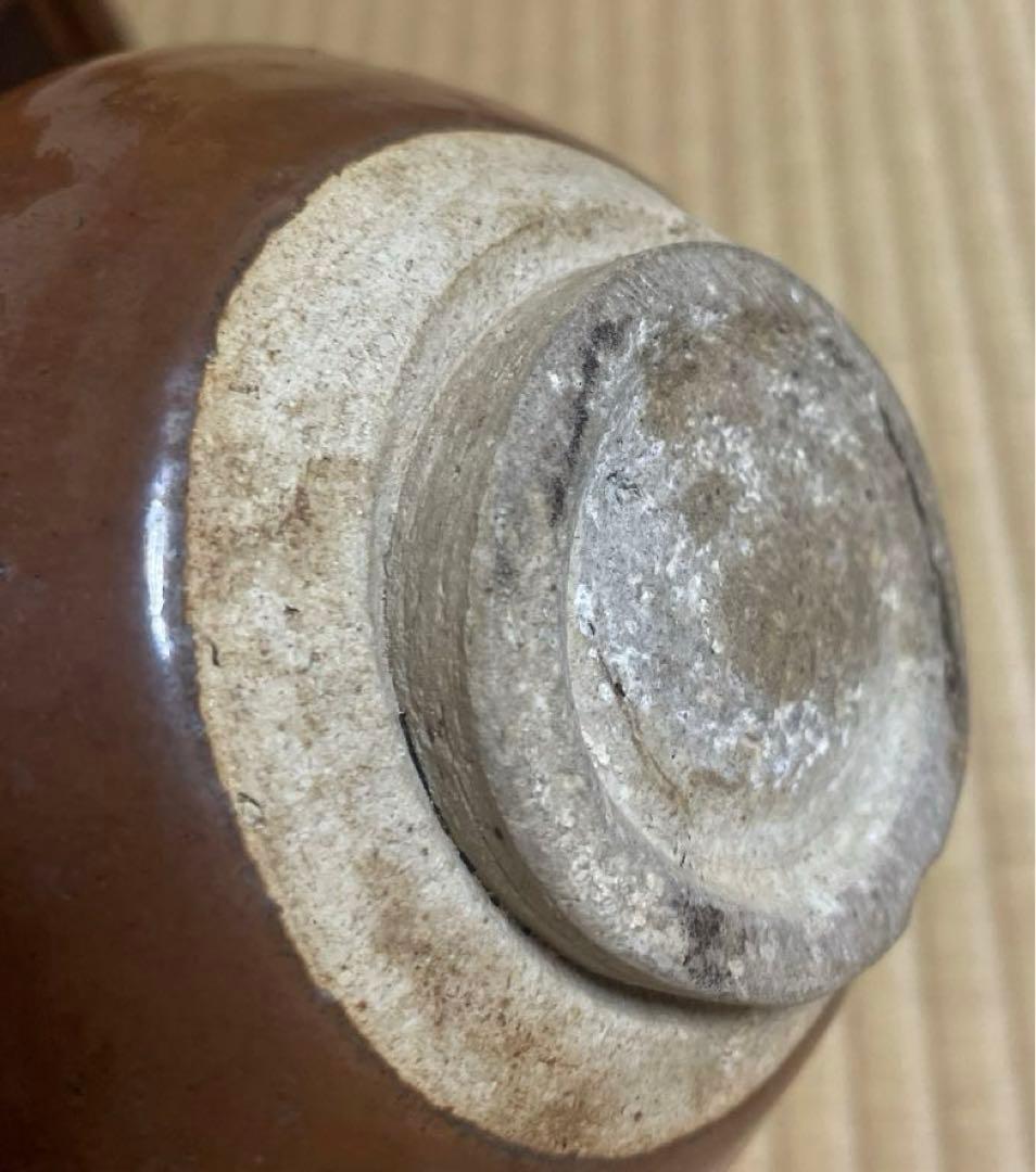 骨董品　江戸中期　瀬戸　茶碗　やぶれ　破れ　鉄釉　アンティーク　茶道具　陶芸