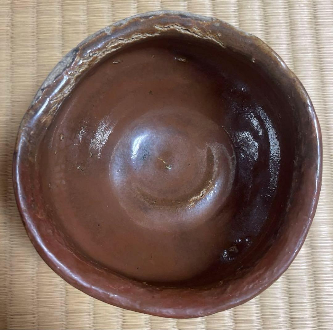 骨董品　江戸中期　瀬戸　茶碗　やぶれ　破れ　鉄釉　アンティーク　茶道具　陶芸