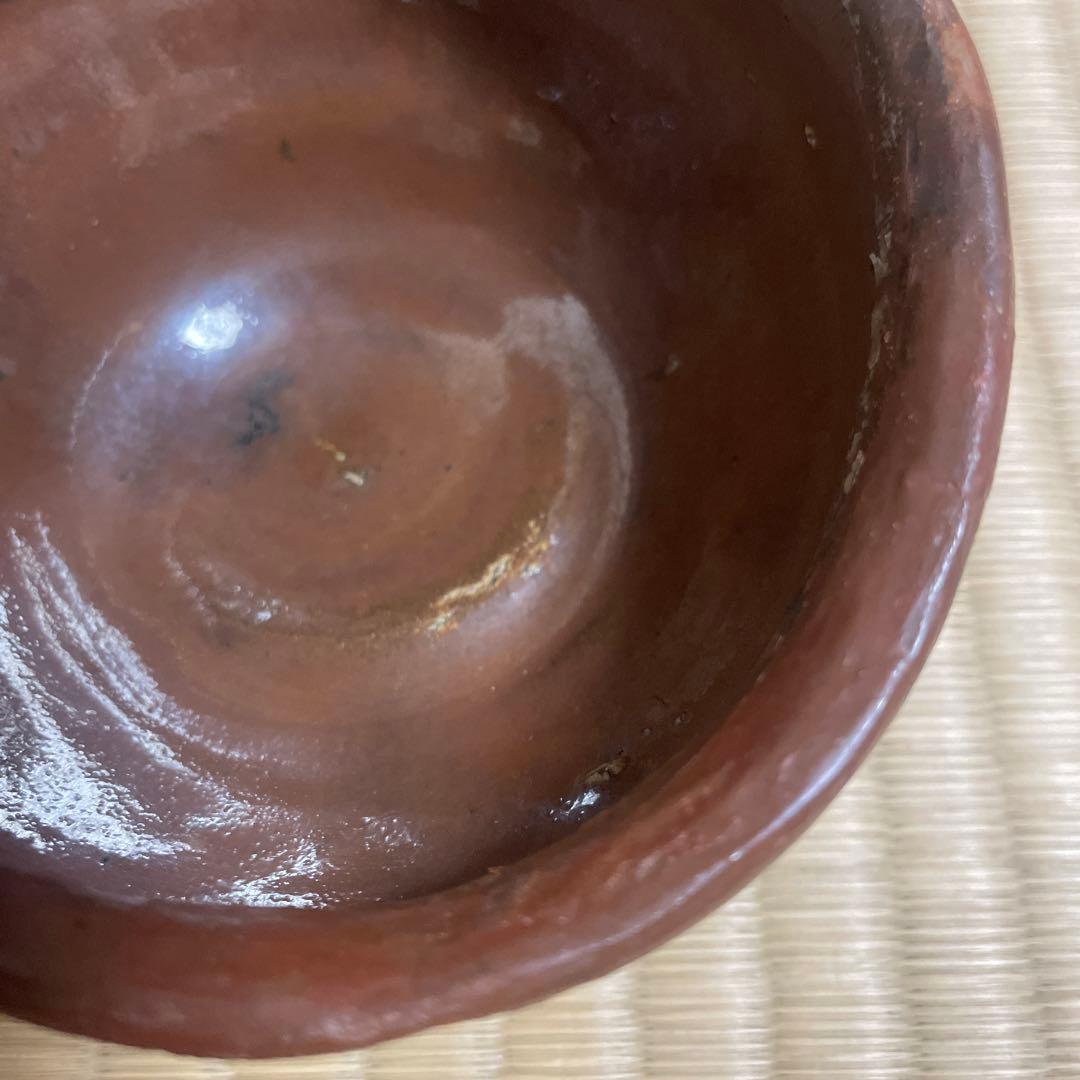 骨董品　江戸中期　瀬戸　茶碗　やぶれ　破れ　鉄釉　アンティーク　茶道具　陶芸