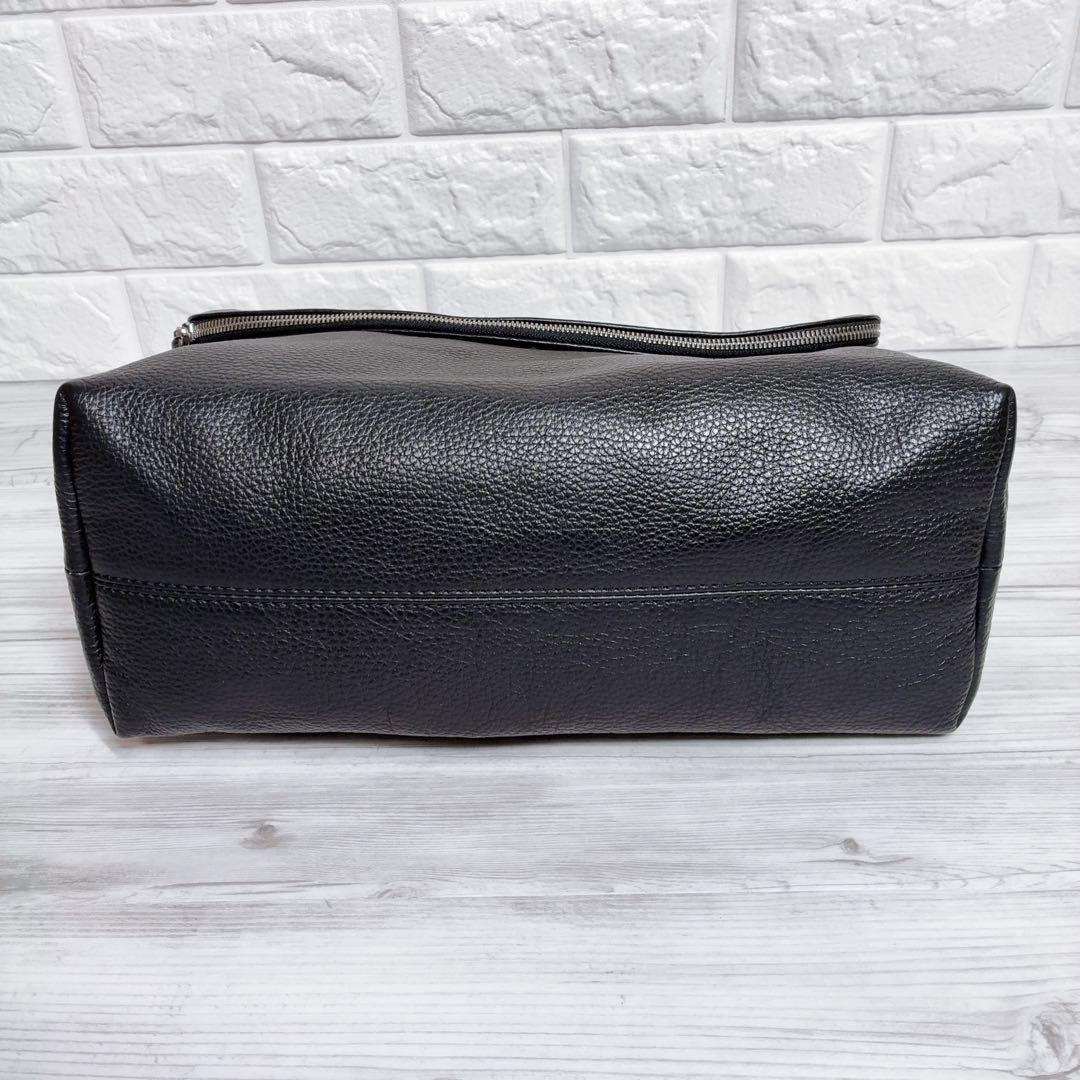 【ステファノマーノ】 ショルダーバッグ レザー 黒 イタリア 肩がけ シボ革