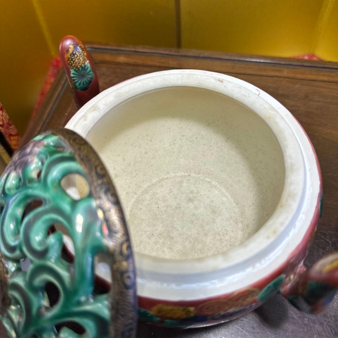 香炉，湯呑み，九谷焼，九谷木米，3点