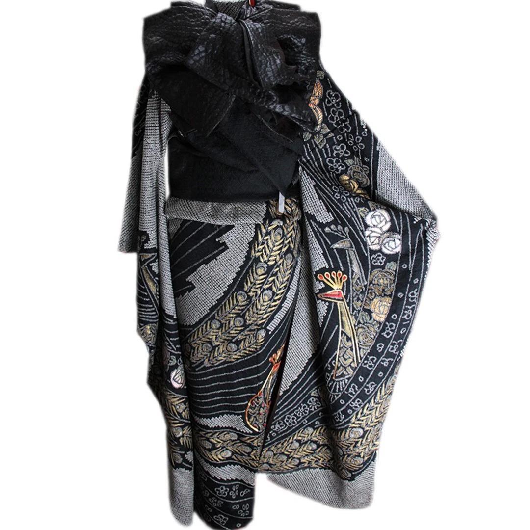 kazukazu◼️レア！総絞り黒振袖6点セット163.5cm成人式PS19