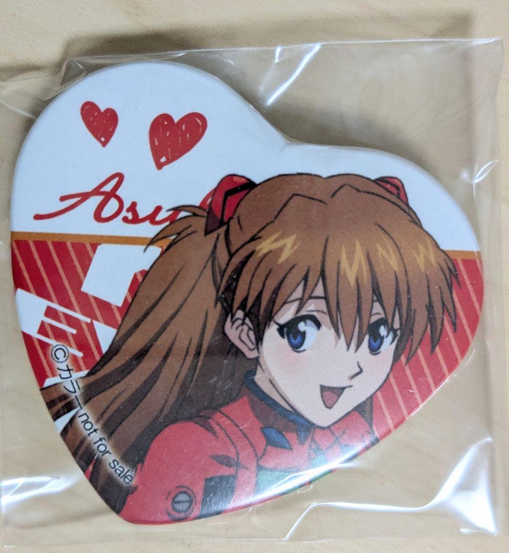 エヴァンゲリオンのアスカのハート型缶バッジ