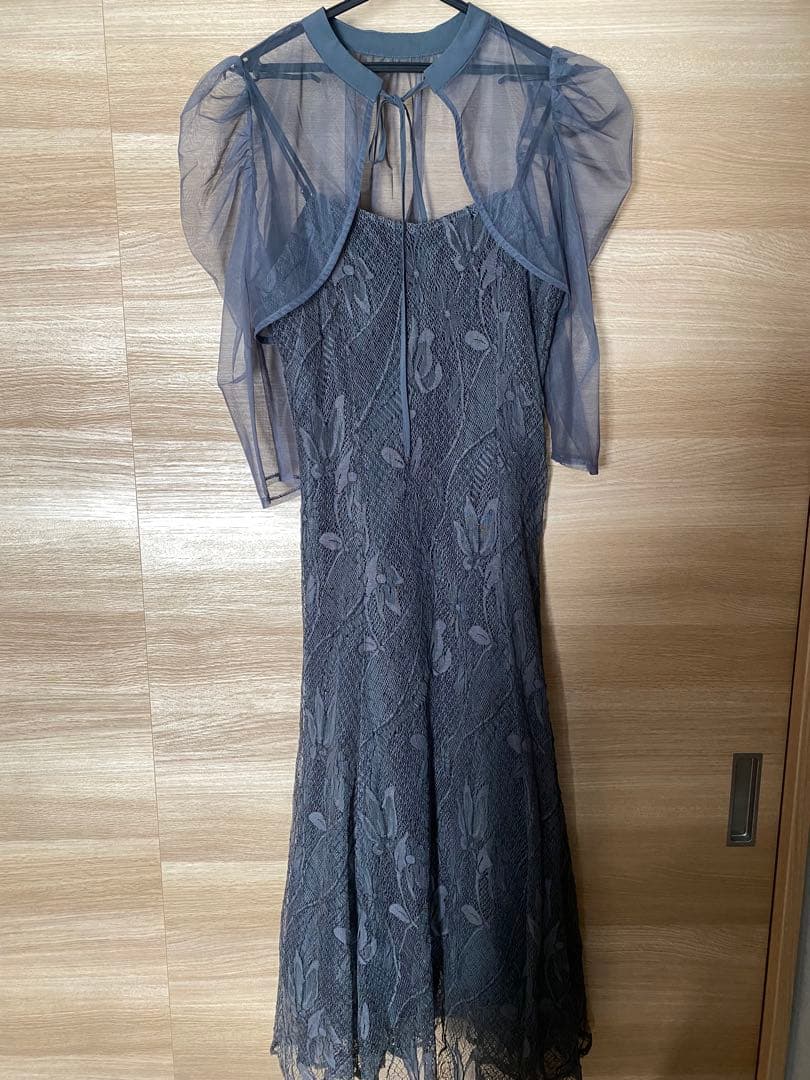 kana チュールボレロ ざっくりレース 3way ドレス　チャコールグレー