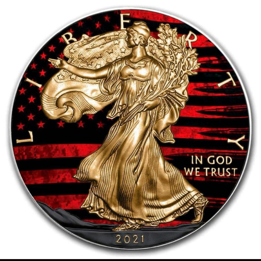 【新作】2021 アメリカ イーグル リバティ レッドフラッグ 銀貨 31
