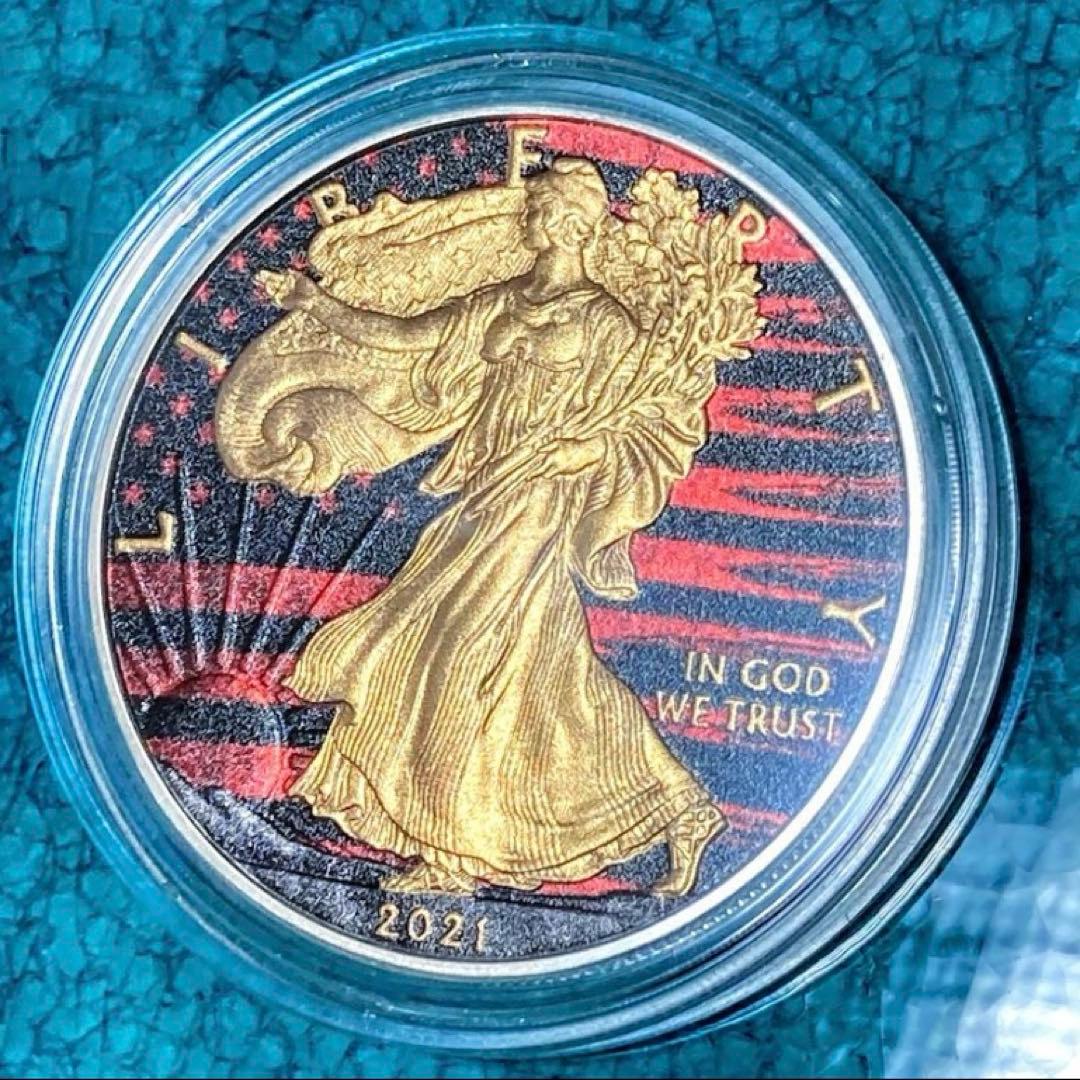 【新作】2021 アメリカ イーグル リバティ レッドフラッグ 銀貨 31