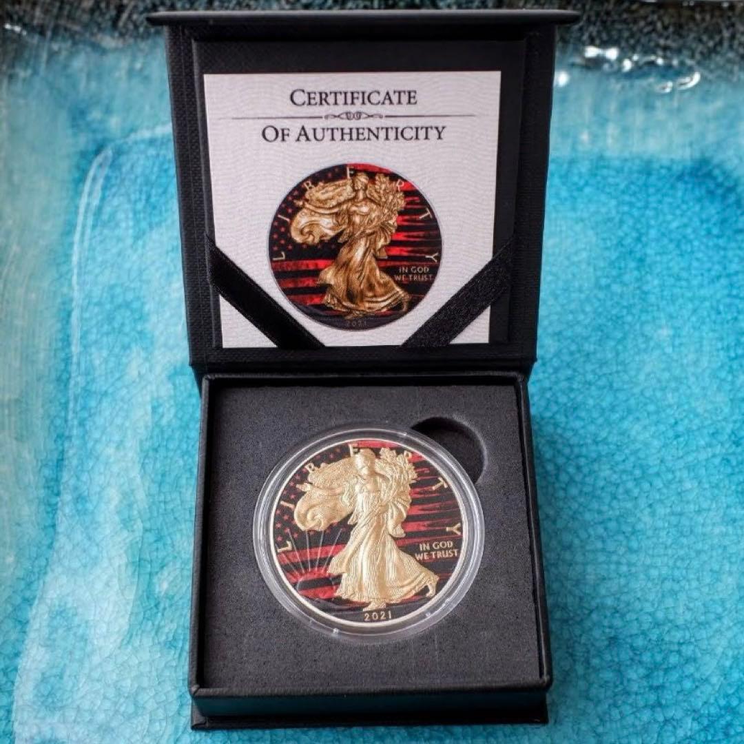 【新作】2021 アメリカ イーグル リバティ レッドフラッグ 銀貨 31