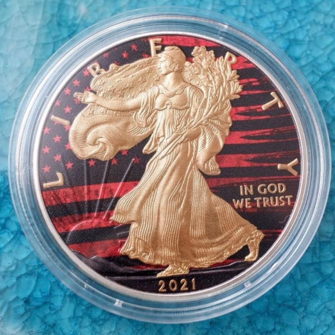 【新作】2021 アメリカ イーグル リバティ レッドフラッグ 銀貨 31