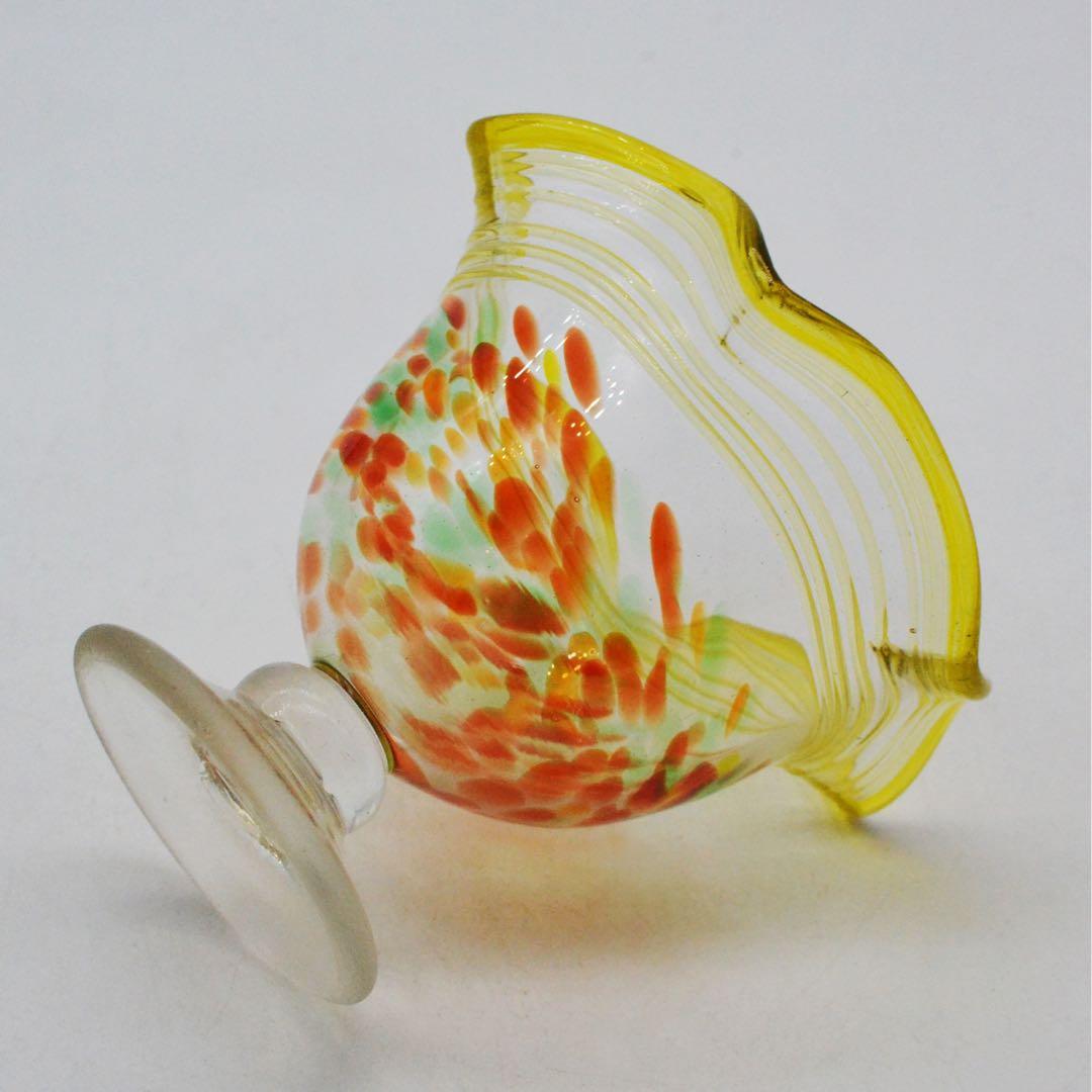 昭和レトロ 氷コップ　糸巻き　花吹雪　吹きガラス