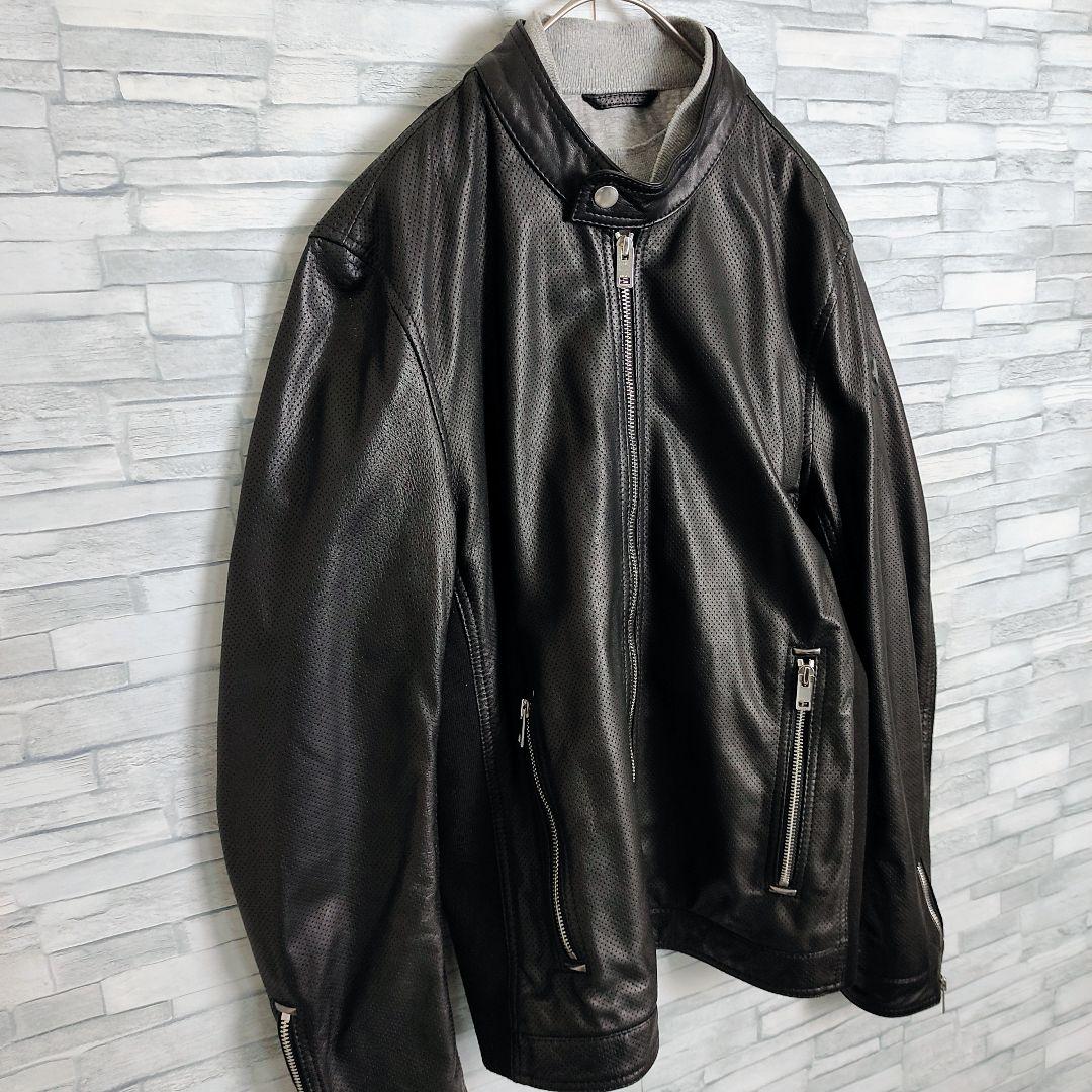 【超希少】DIESEL☆シープスキン　パンチングレザージャケット　M　黒　虎