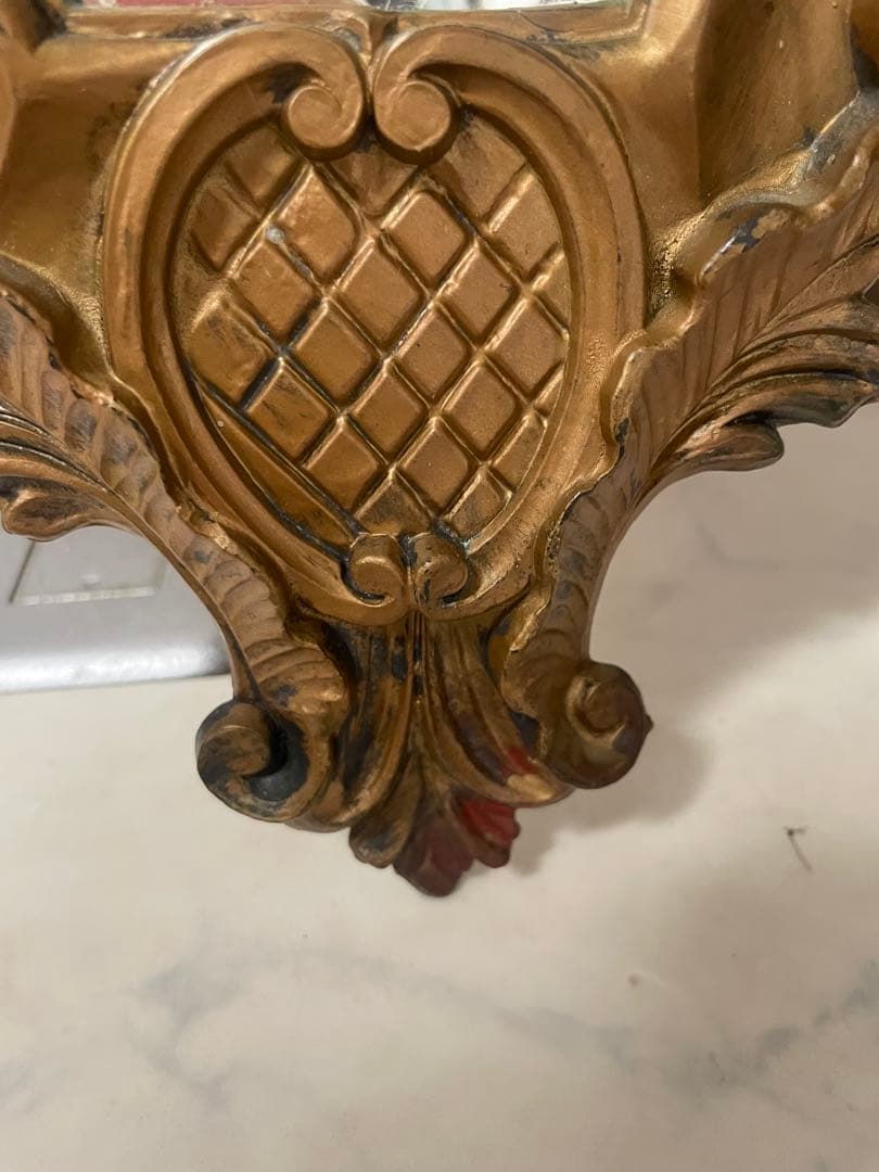 アンティーク鏡　金彩色 イタリア製 エンジェル ヴィンテージ 年代物