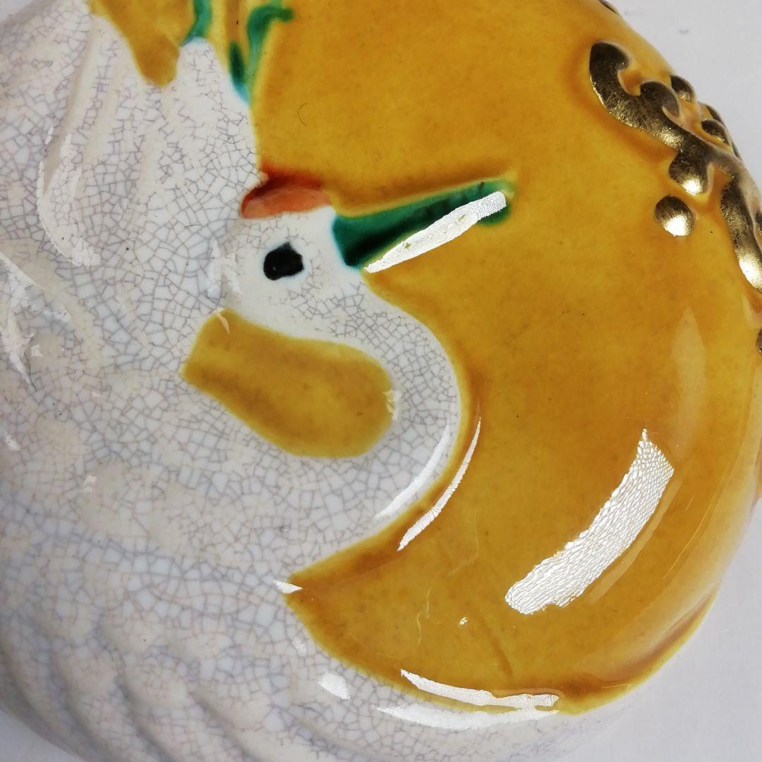 Ｔ３８３　香合　『交趾　鶴』『中村翠嵐 造』　共箱　茶道具