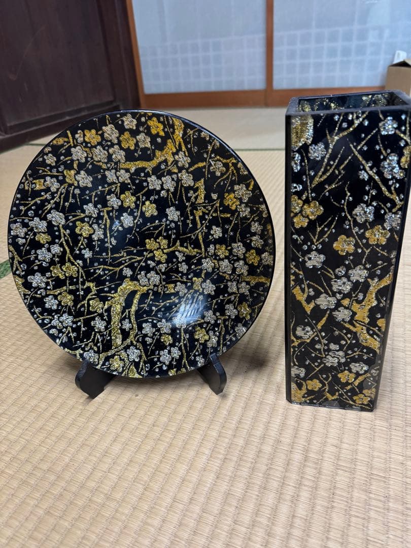 Kano（かの）のぎやまんガラスプレートと花瓶