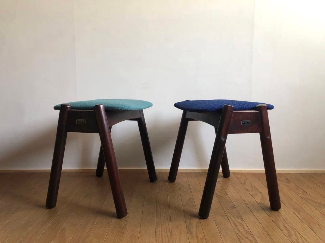 ヴィンテージ WINDS太平 スタッキングスツール2脚セット 飛騨家具 レトロ