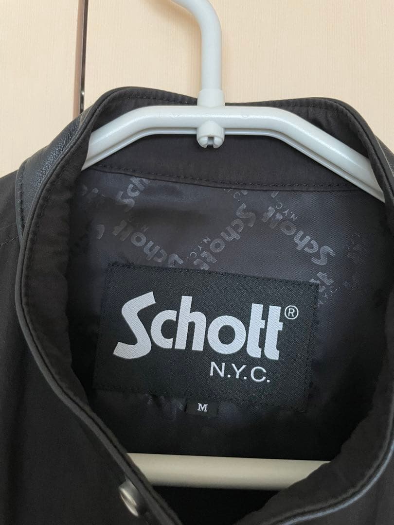 Schott レザーコンビシングルライダース　ブラック MEDIUM
