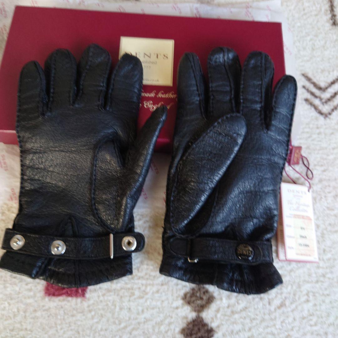 DENTS ブラック ペッカリー革グローブ81/2