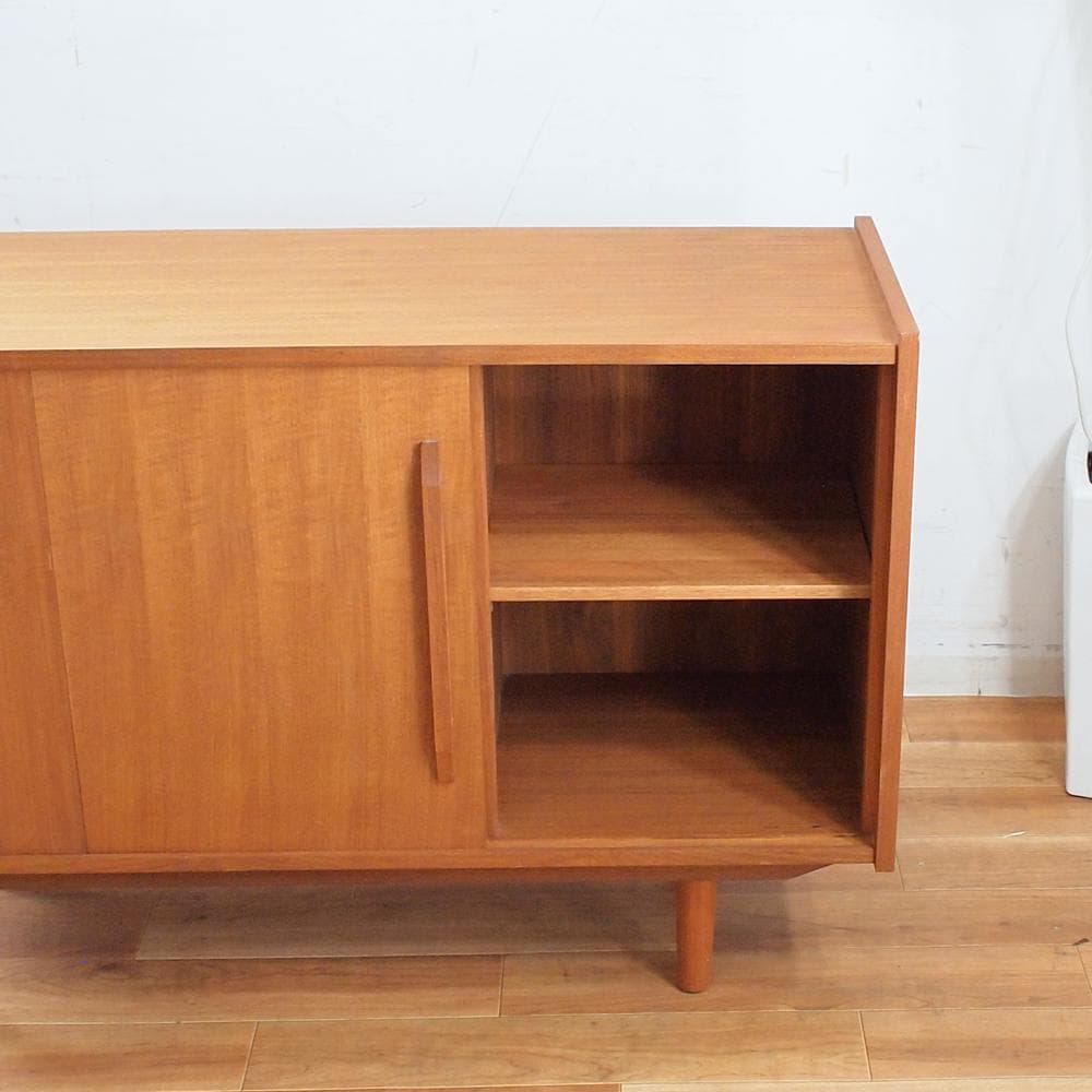 チーク材 サイドボード 120cm 北欧デザイン 収納 チェスト