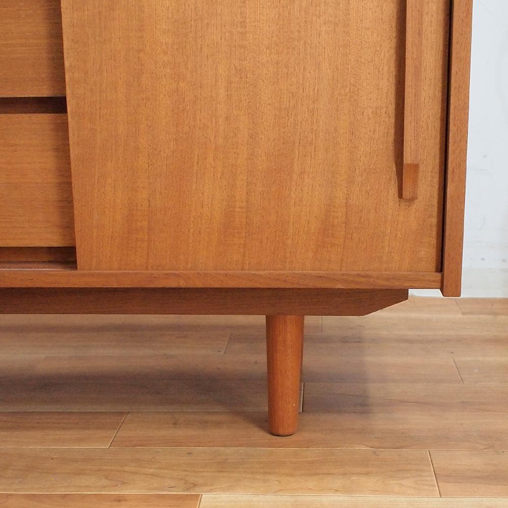 チーク材 サイドボード 120cm 北欧デザイン 収納 チェスト