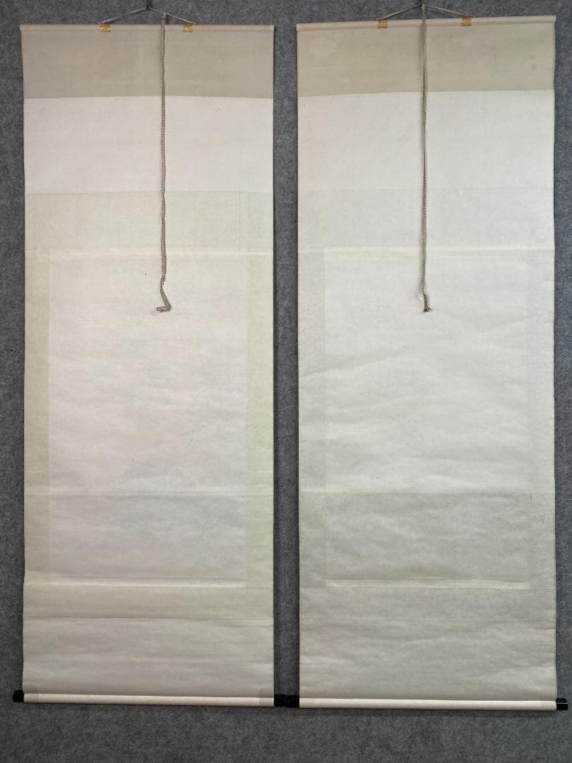 狩野房信【複製】鶴亀図 双幅 美品 共箱 二重箱 山下狩野の最後の当主 掛軸