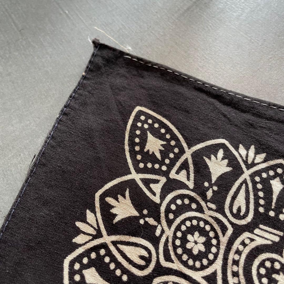 レア　60s アイアンクロス　ブラック　バンダナ　USA製　ビンテージ