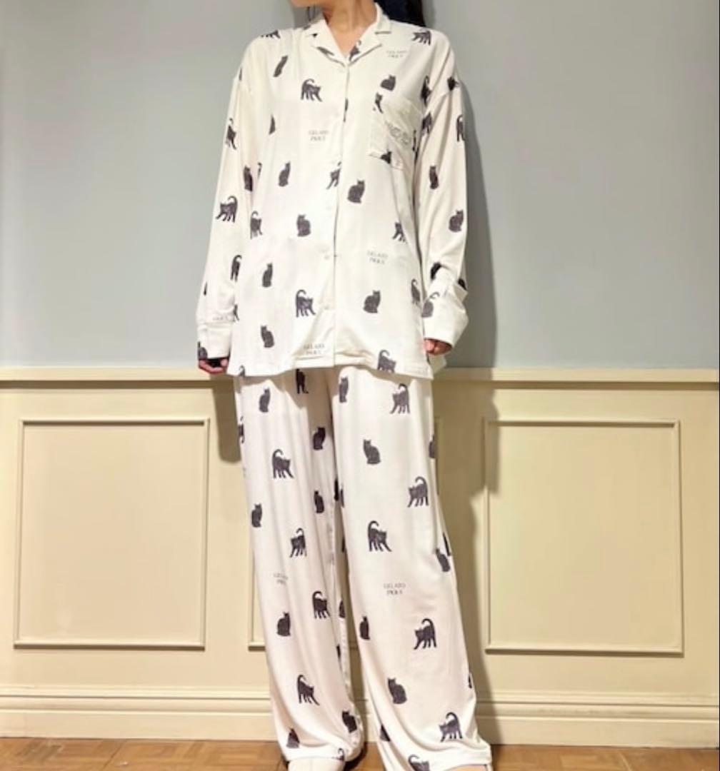 ※削除予定　新品タグ付き　ジェラートピケ　上下セット　猫柄 ルームウェア