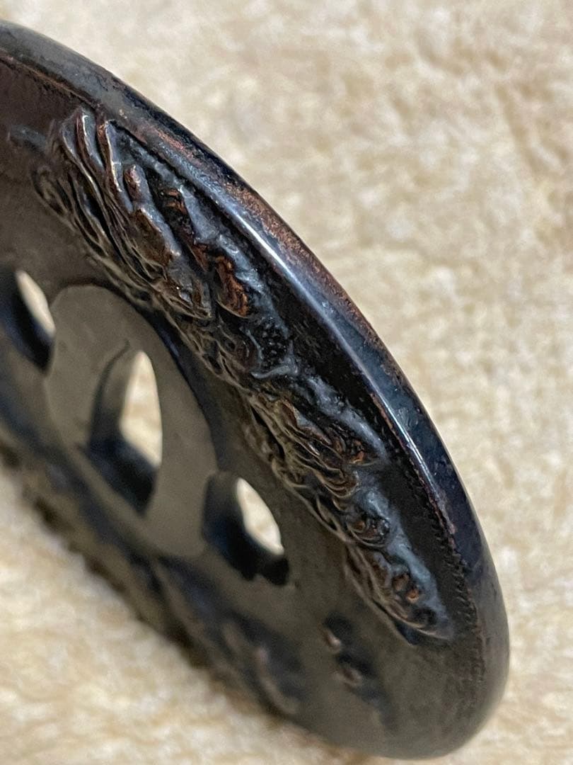 ■江戸後期金工師在銘赤銅鍔■明治期■鍔■日本刀　武具　刀装具　古美術　武士　縁起