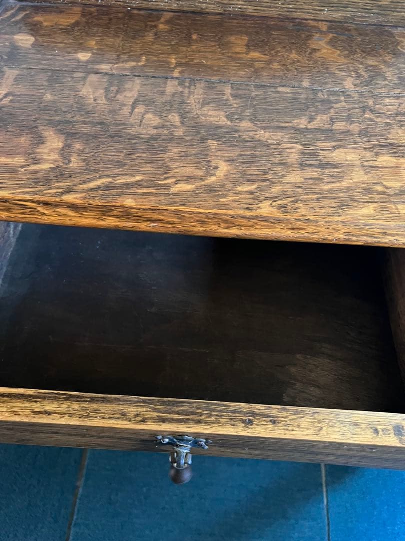 イギリスアンティーク＊木製デスク リメイク品＊引き出し付き