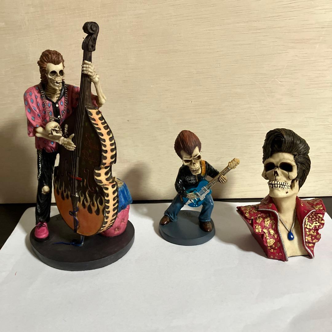 スカル/ドクロフィギュア　ロックミュージシャン　3体セット　陶器製⁉️置物