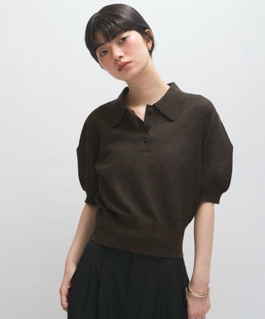 アダムエロペ ラミーニットポロシャツ　ネイビー　2025ss