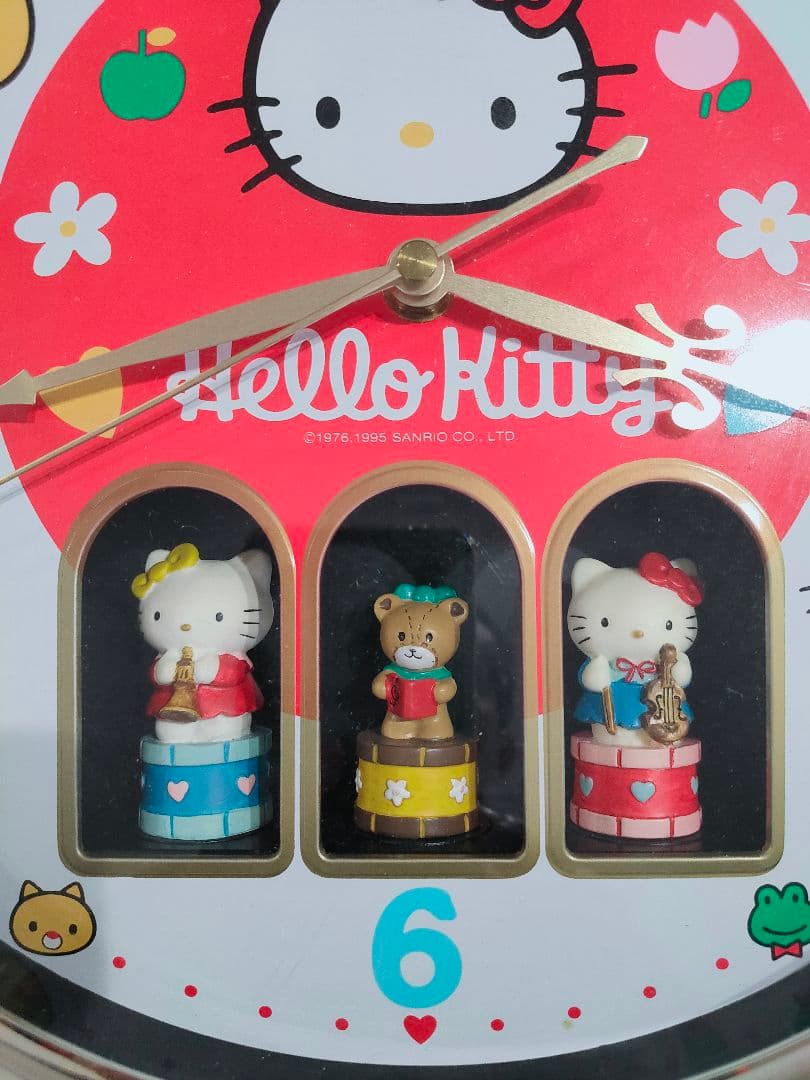 ハローキティ 壁掛け時計 からくり人形付き