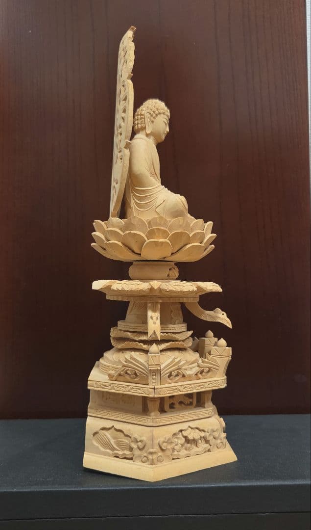 仏像　釈迦如来座像　木彫　柘植　2.5寸