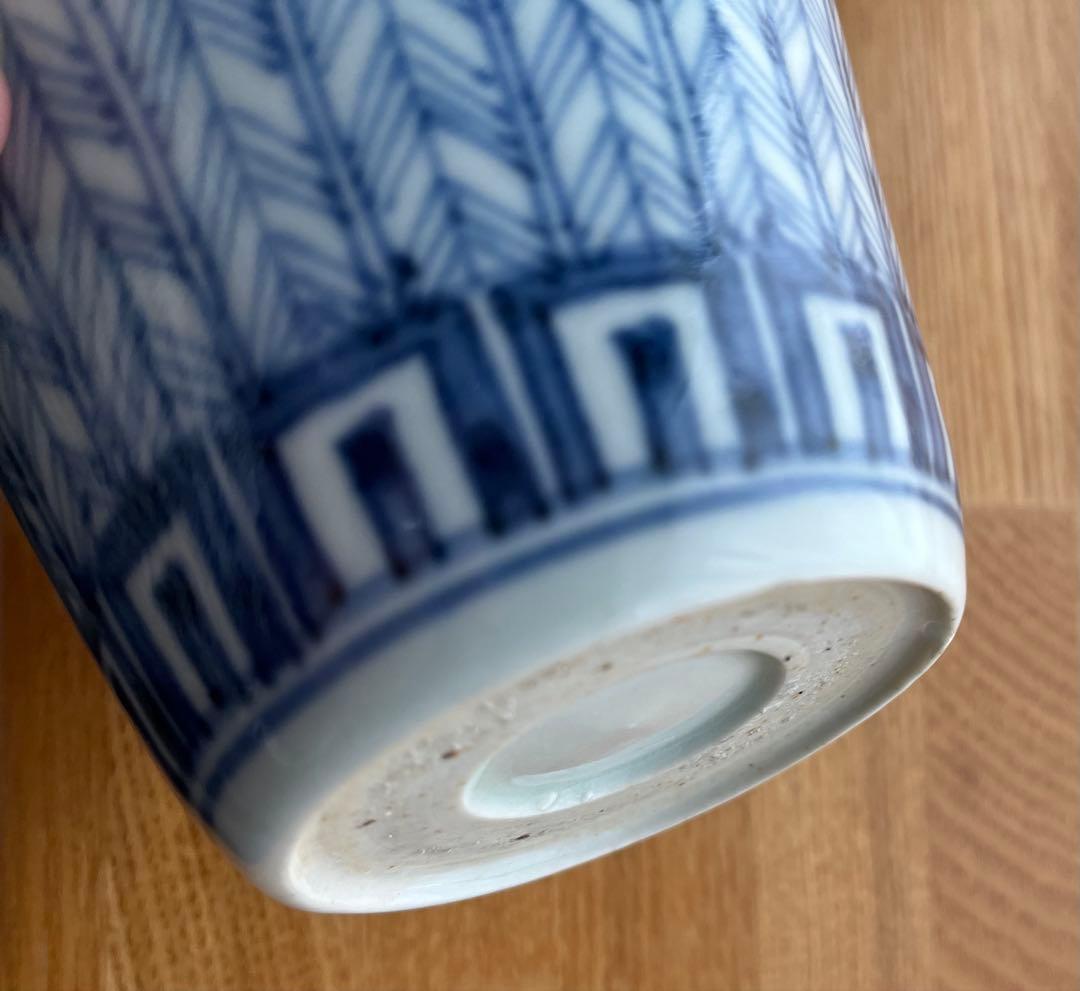 蕎麦猪口　古伊万里　矢羽根　染付　そば猪口　江戸時代　アンティーク　骨董　食器