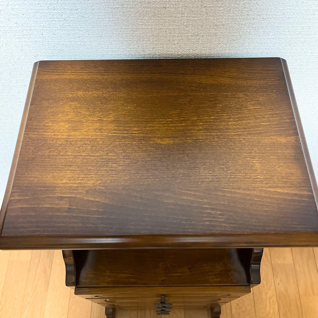 美品　カリモク家具 コロニアル 電話台 引き出し4段 ブナ材 カントリー調