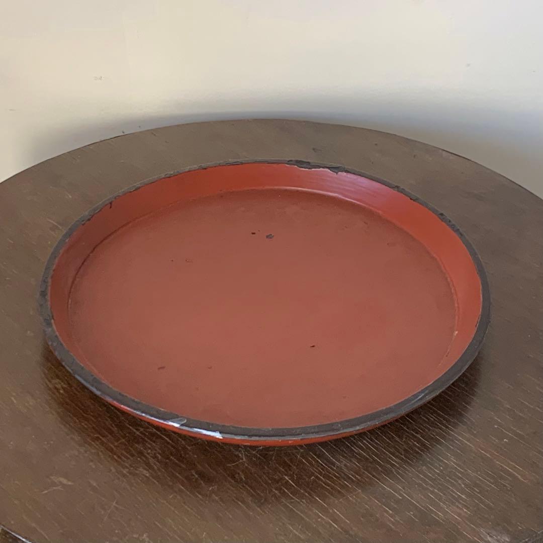 朱塗り 丸盆 幕末明治頃 古道具 アンティーク