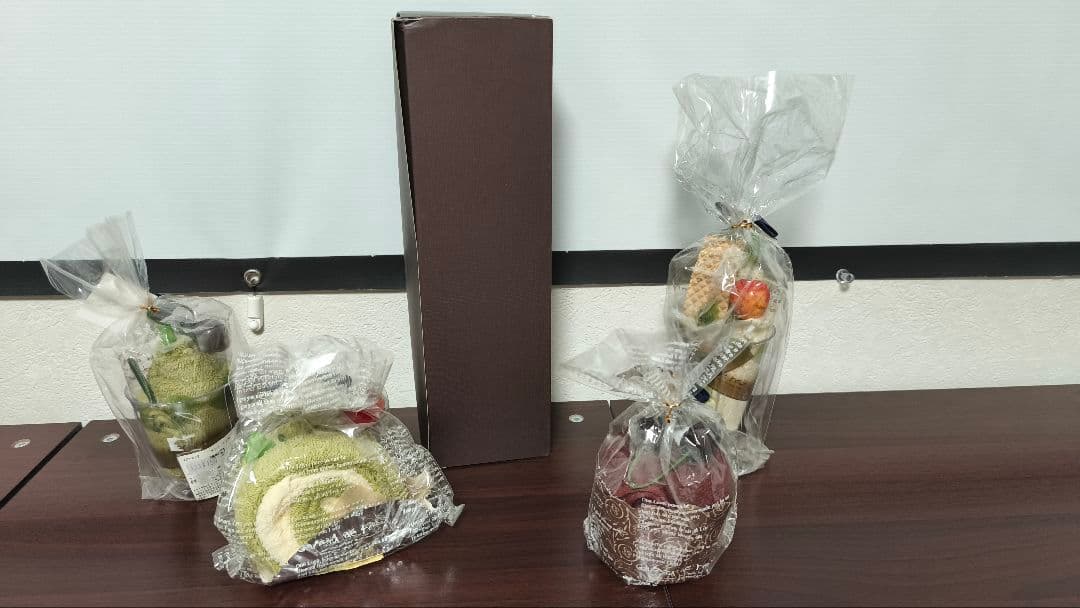 スイーツデザイン タオルハンカチ 5個セット　ケーキタオル