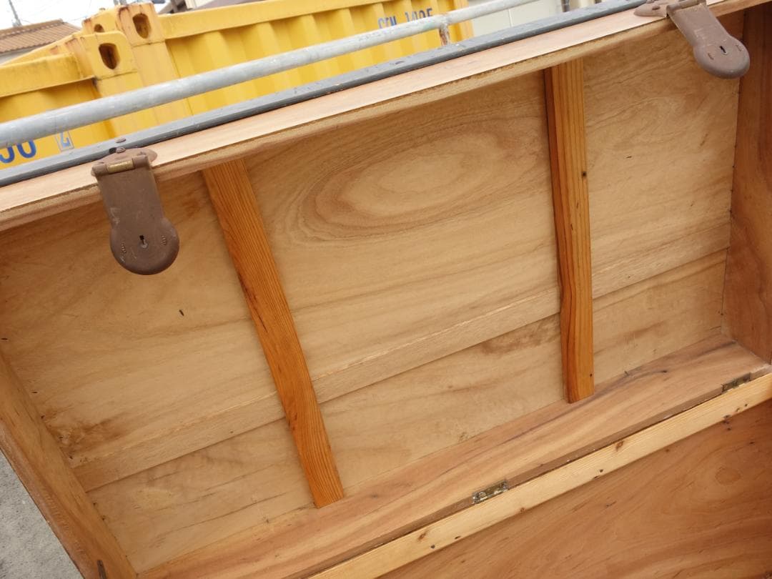 【中古】K▼木箱 宝箱 船舶 トランクケース 古道具 収納 (38706)