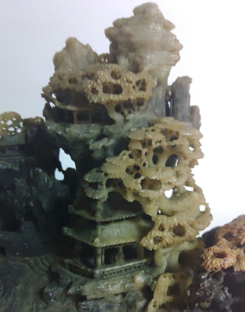 寿山石　山水　風景　石製　中国