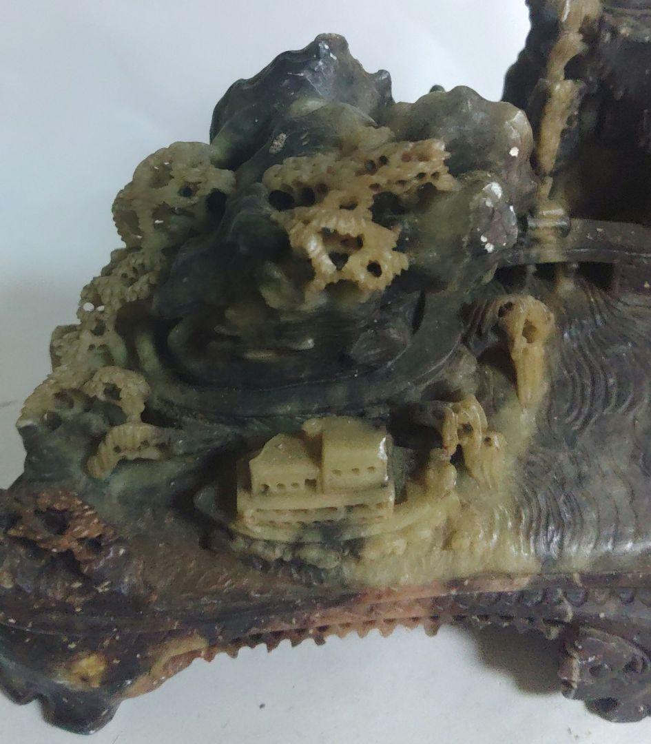 寿山石　山水　風景　石製　中国