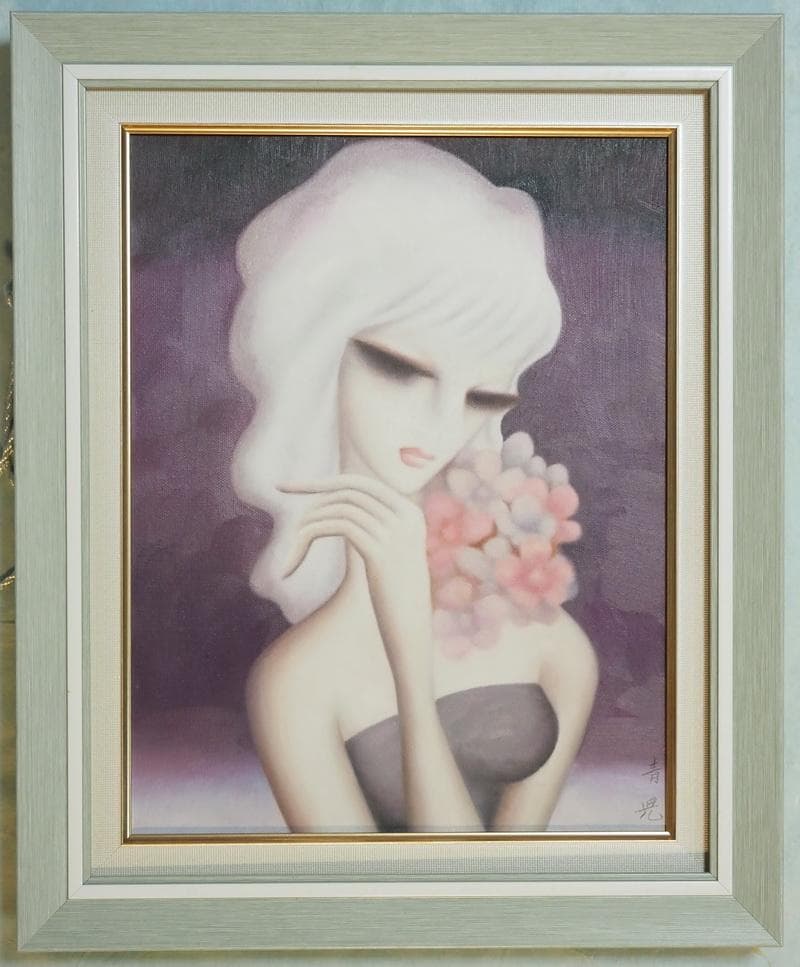 Mr.モリック　 油彩東郷青児「花束」 　F6サイズ　額装済み 肉筆手描き