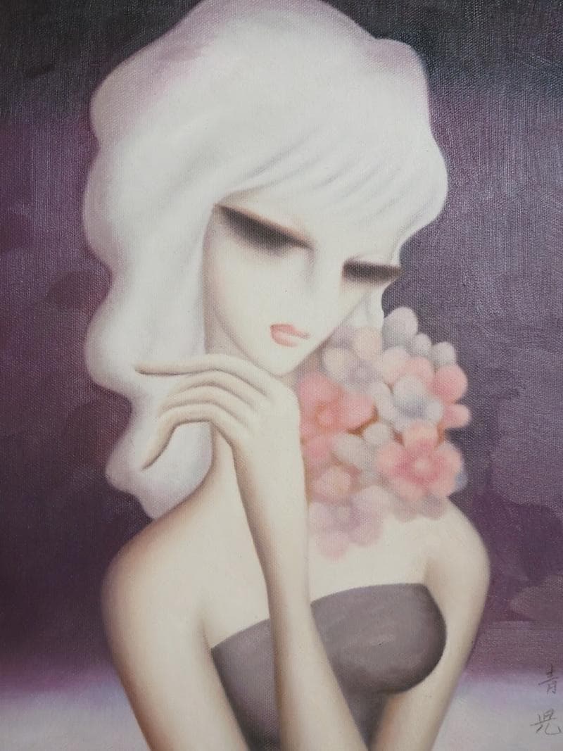 Mr.モリック　 油彩東郷青児「花束」 　F6サイズ　額装済み 肉筆手描き