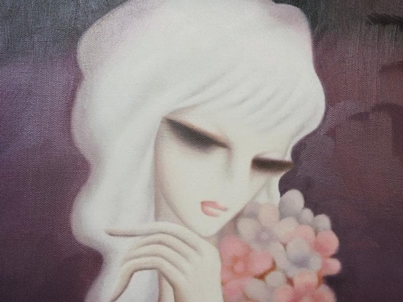 Mr.モリック　 油彩東郷青児「花束」 　F6サイズ　額装済み 肉筆手描き