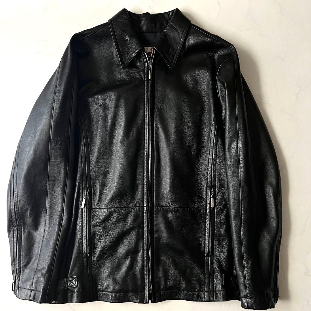 希少 ヴァレンティノガラヴァーニ レザージャケット 羊革 ブラック 黒 48 L