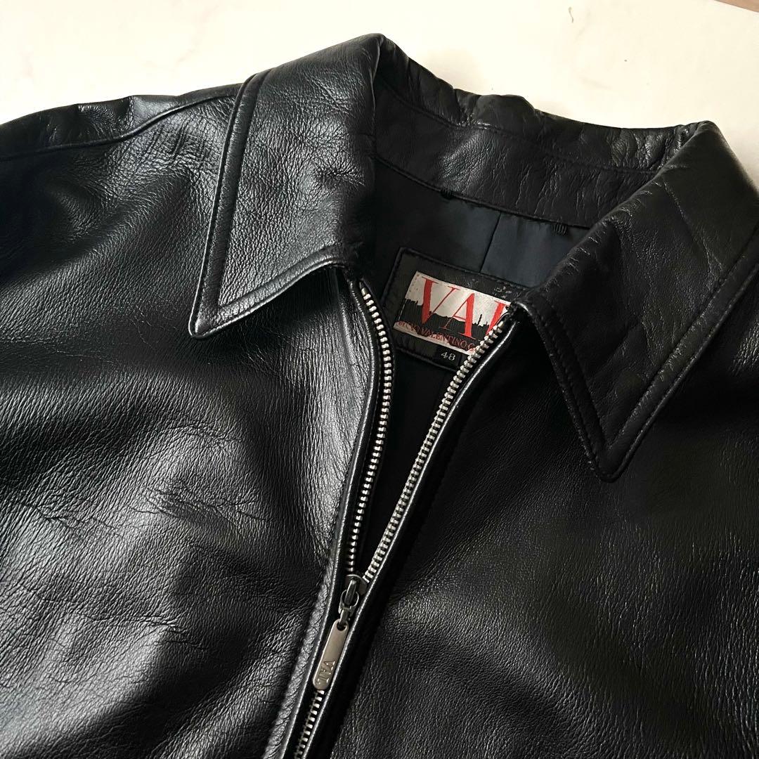 希少 ヴァレンティノガラヴァーニ レザージャケット 羊革 ブラック 黒 48 L