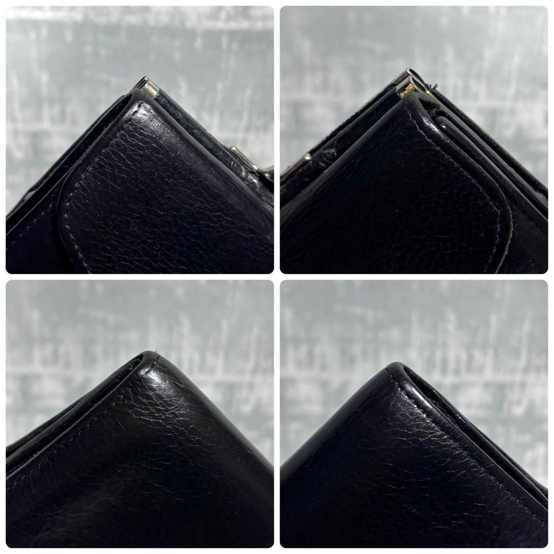 【えいた！】イルビゾンテ がま口ミニ財布 黒 シボ革 レザー