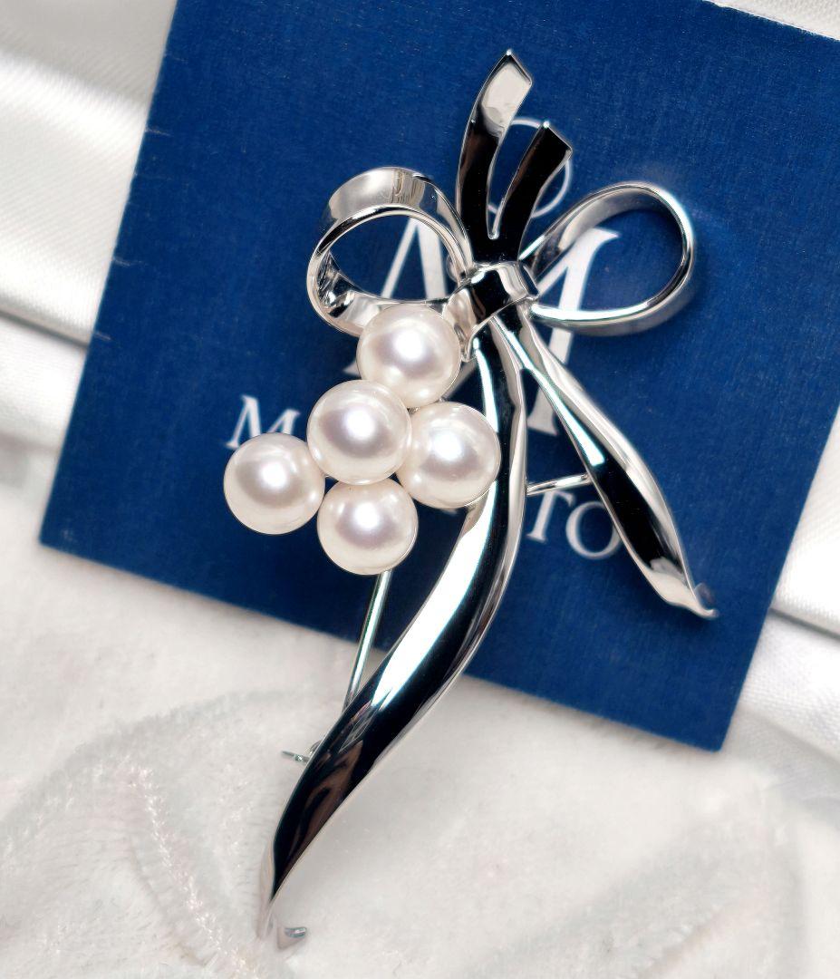 【極美品 最高級】ミキモト ブローチ パール 愛子様 ご着用 5珠 ロングセラー