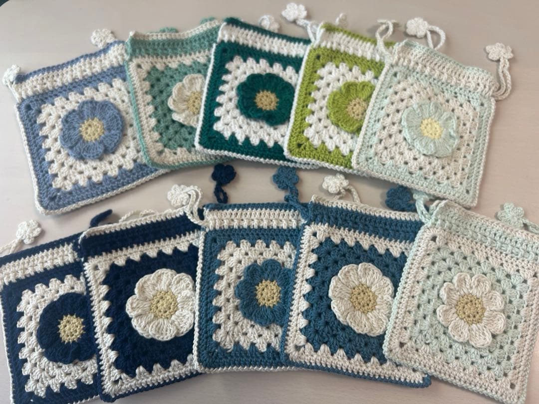 あい お花モチーフ巾着ポーチ・ファスナーポーチ