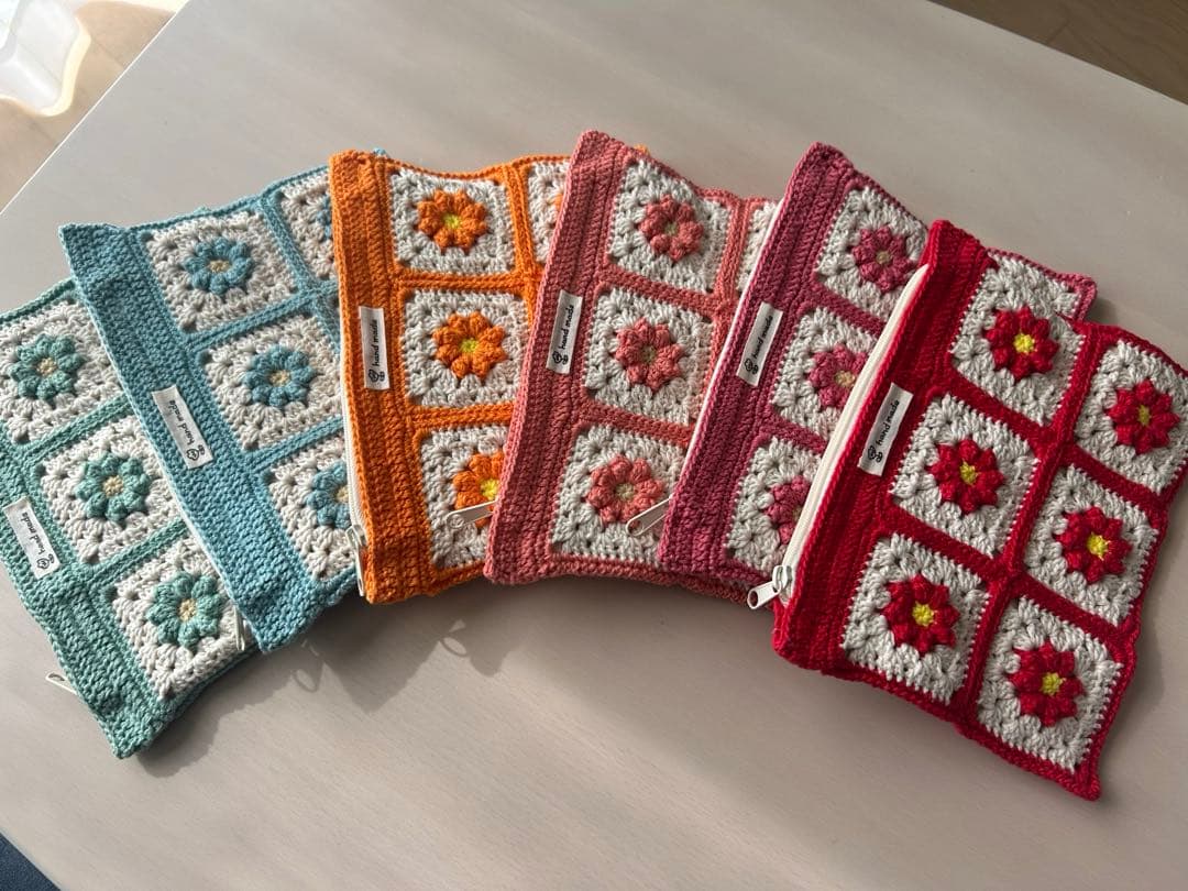 あい お花モチーフ巾着ポーチ・ファスナーポーチ