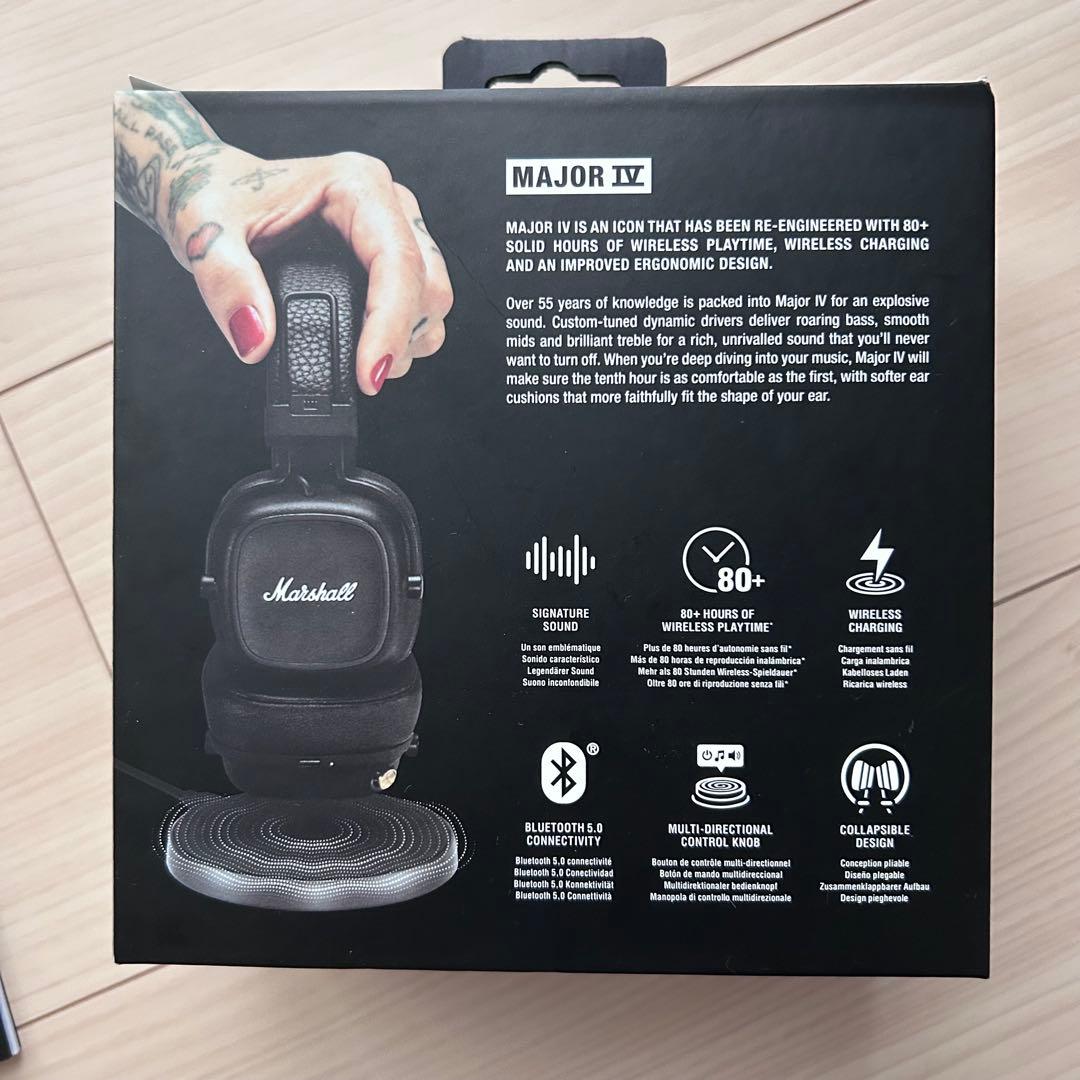 Marshall ワイヤレスオンイヤーヘッドホン Major IV ブラック