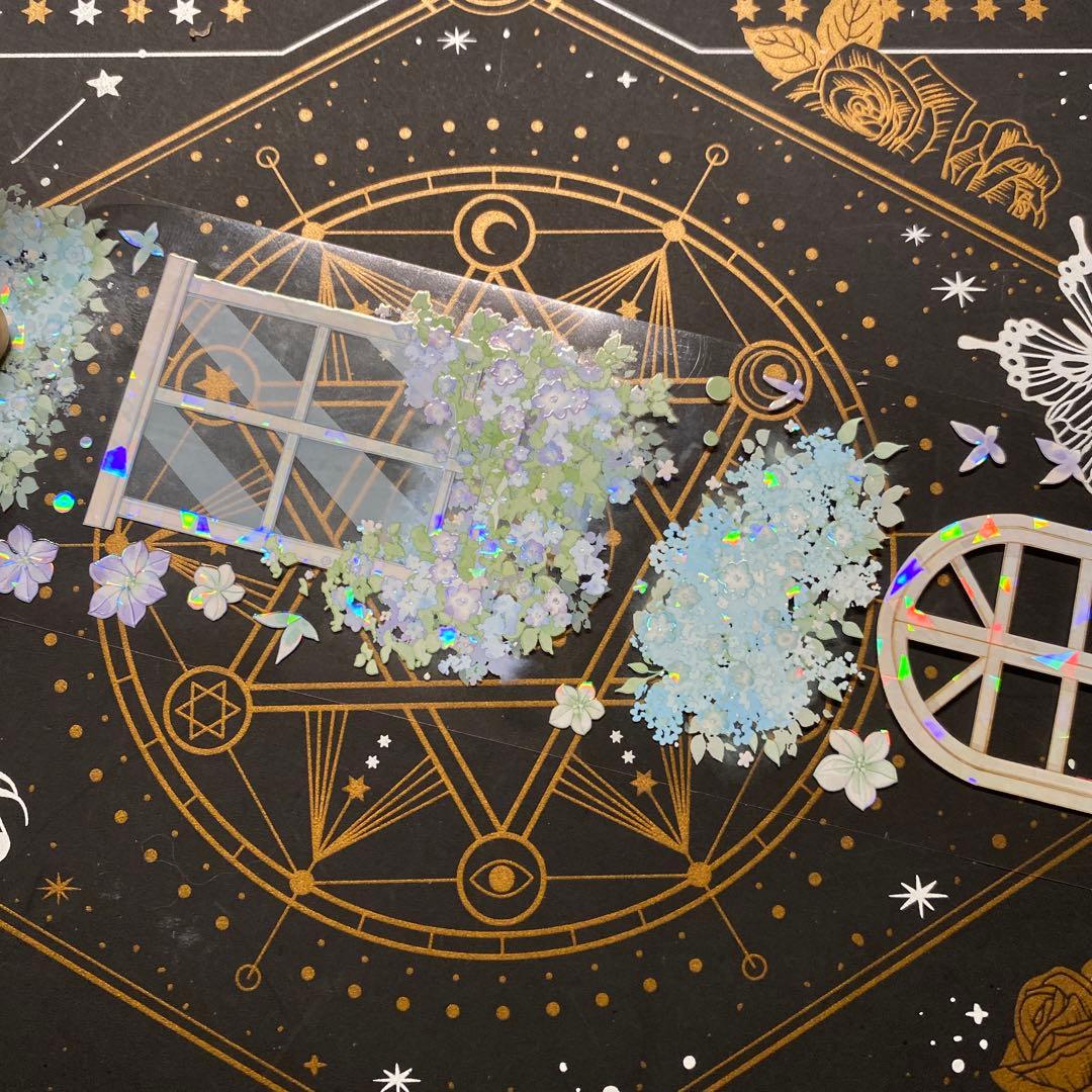 【9296】海外　マステ　中古巻　貝殻光マスキングテープ　半透明　窓