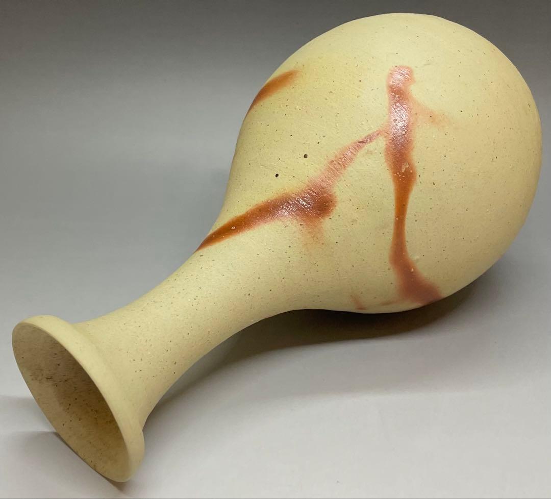 人間国宝　伊勢崎淳　緋襷花入　箱付(四方桟) 　U901